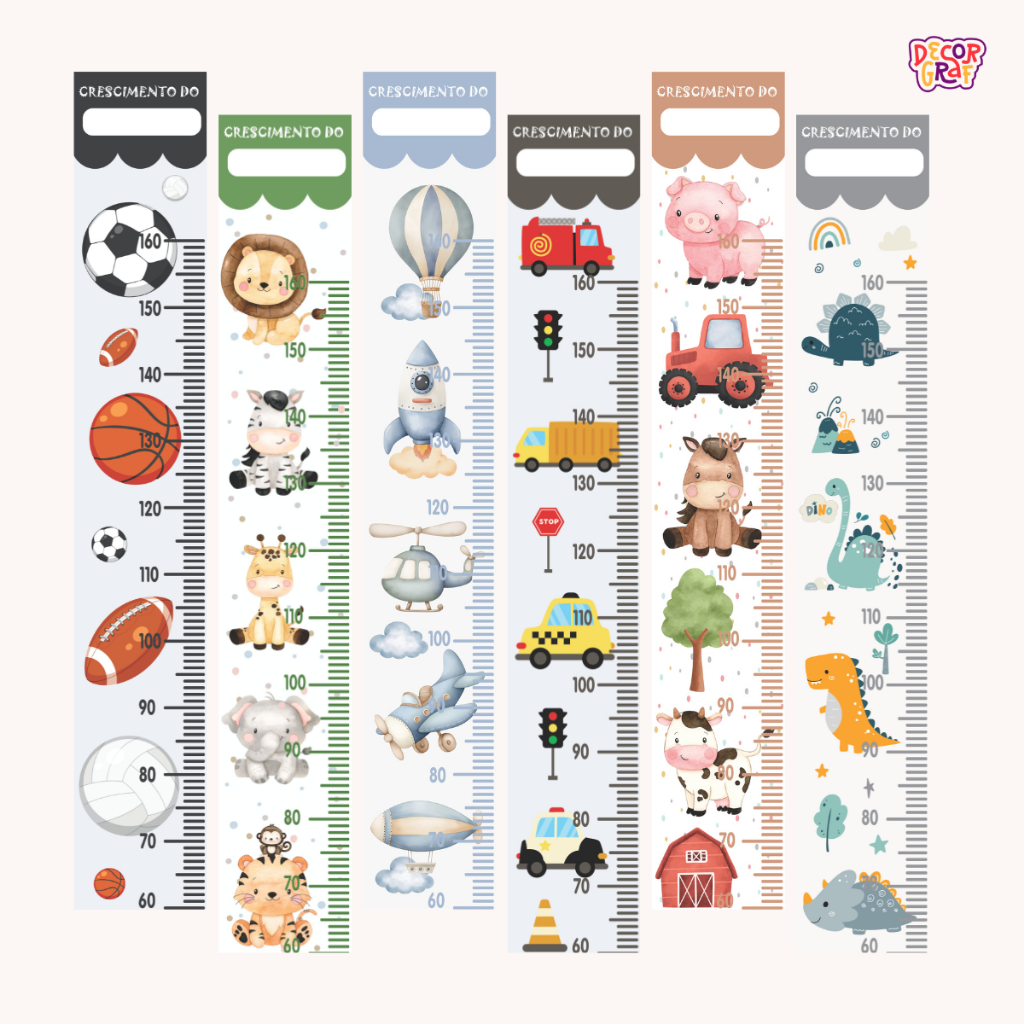 Régua Medidora De Crescimento Altura Infantil Adesivo Decorativo Parede Para Menino em Oferta na Shopee