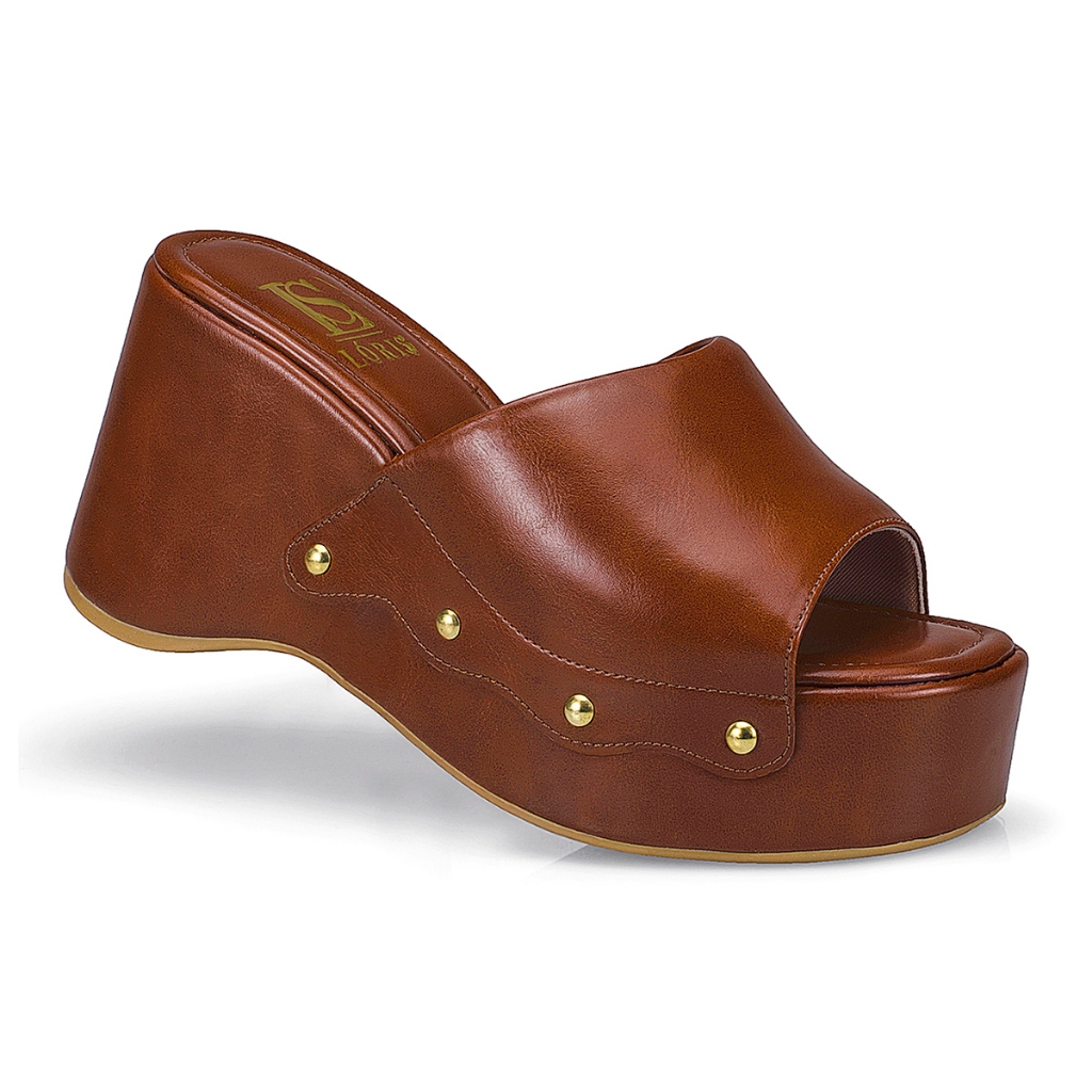 Sandália Feminina Lóris Salto Plataforma Anabela Spike Confortável 1001