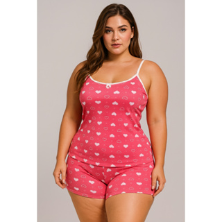 Pijama Feminino Baby Doll Plus Size Com Alças Reguláveis Micro fibra Estampado Para Dormir e Lazer em Oferta na Shopee