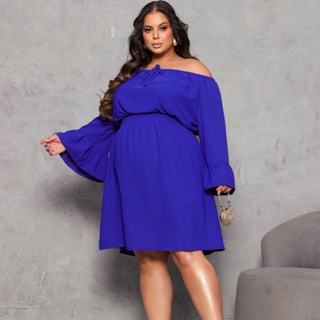 Vestido Plus Size Ciganinha Manga Longa Com babado e Lastex na Cintura em Oferta na Shopee