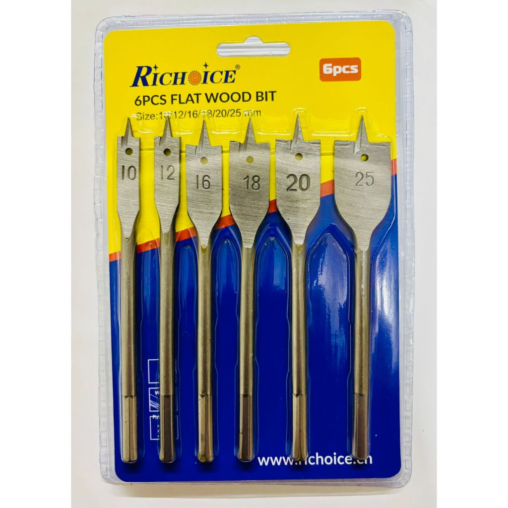 Jogo Kit Brocas Chatas Aço Carbono Para Madeira 6 Peças