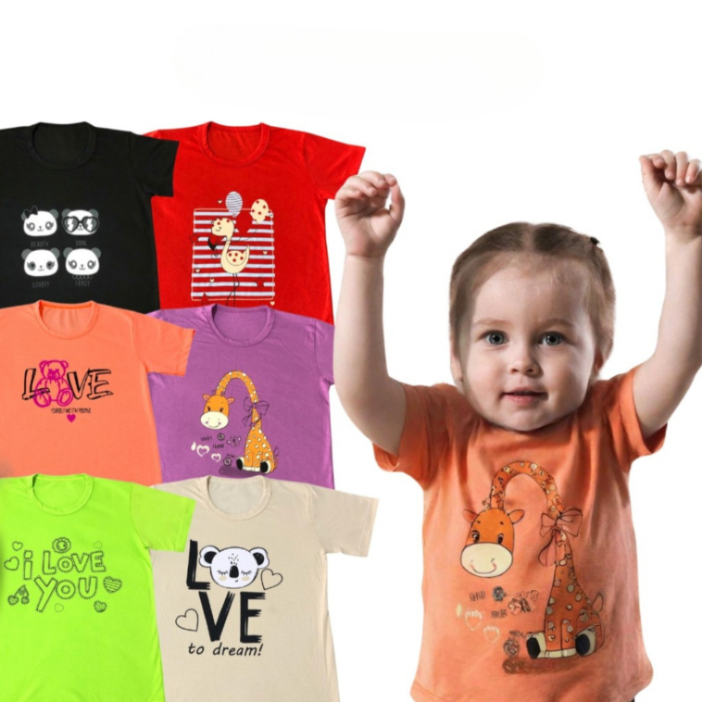 Kit Com 3 Camisas Sortido Camisetas Manga Curta Estampada Feminina/Menina Infantil e Juvenil do 1 ao 14