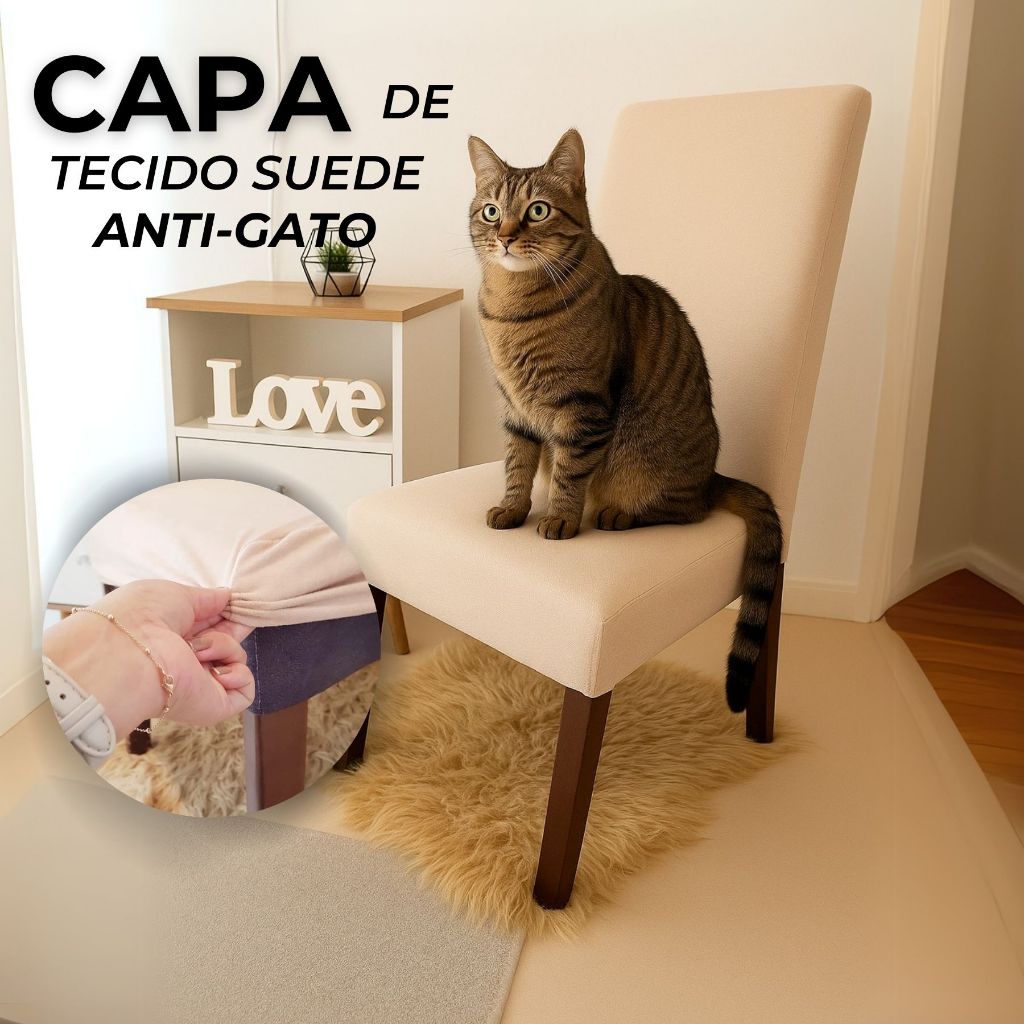 Capa De Cadeira Anti-gato Em Suede Luxo Tamanho Universal Encaixe Perfeito Protege Capa Para Cadeira em Oferta na Shopee