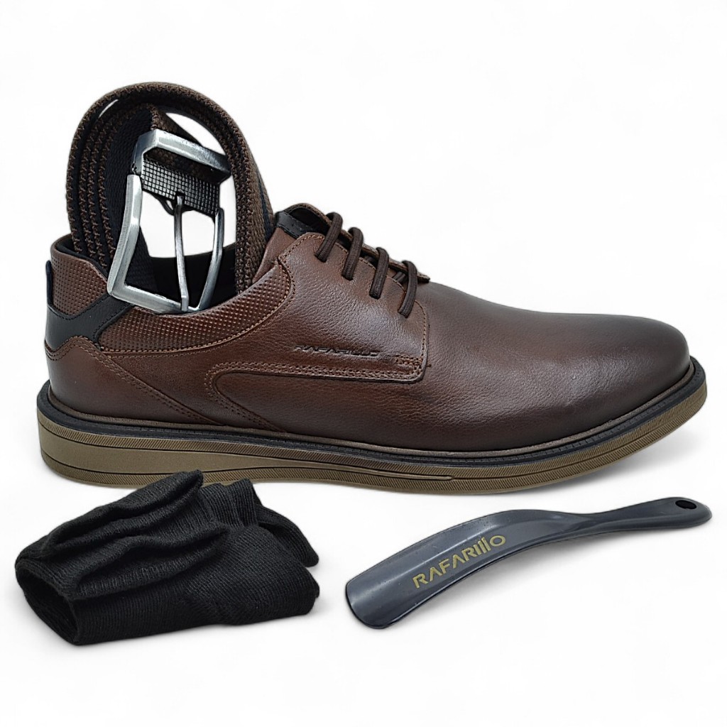 Kit Sapato Social Rafarillo Boston Masculino Couro Conforto Original