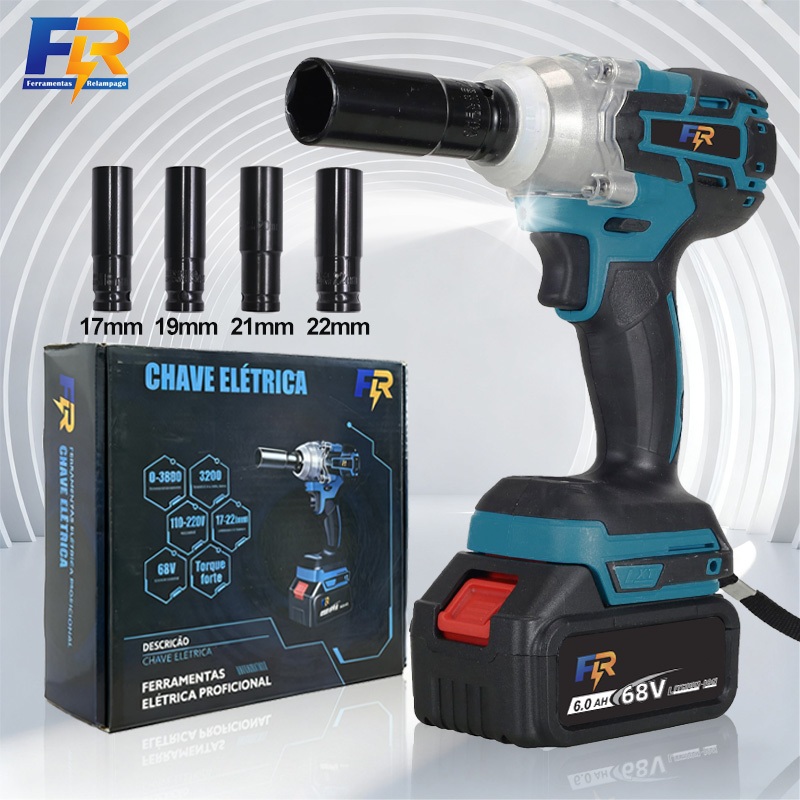 Chave de Impacto Elétrica Sem Fio 3 em 1 Com 68V Bateria Motor Brushless Kit Completo Acessórios em Oferta na Shopee