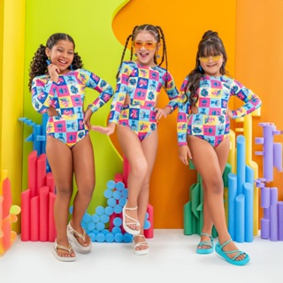 Maiô sttitch Praia Piscina Infantil Menina Biquíni Lycra Proteção Solar UV 50+ Look Verão em Oferta na Shopee