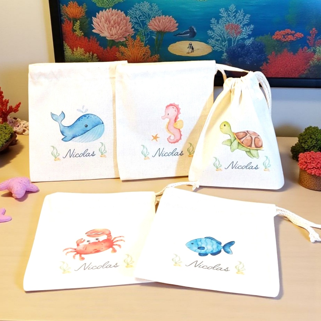 10+ Saquinho Surpresa Fundo do Mar Bichos Sortidos - Aniversário Lembrancinha Personalizada