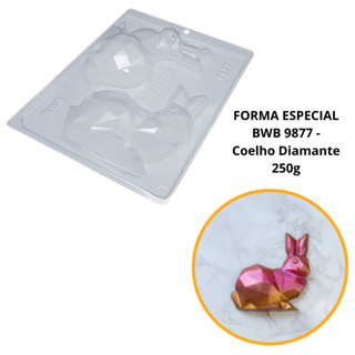 1~4 Forma BWB Com Silicone (3 partes) Para Chocolate Cód. 9877 - Coelho Diamante 250g. Páscoa (CHOCO) em Oferta na Shopee