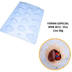 1~4 Forma BWB SP 9454, Ovo Liso 30 G com Silicone 3 Partes Profissional Cod-3613 (Sp Especial) (BWB PASCOA) (CHOCO)