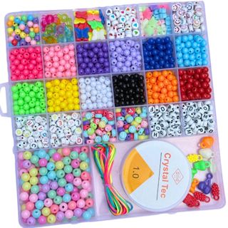 Maleta Kit Miçangas Pulseira Infantil Bolinhas 6mm e 8mm Chaveiros Bijuteria Colar Phone Strap em Oferta na Shopee