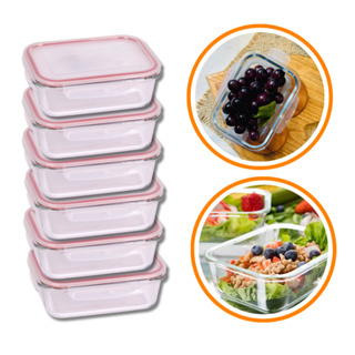 Kit 6 Potes De Vidro Hermético 370ml Marmita Retangular Tampa Com Travas em Oferta na Shopee