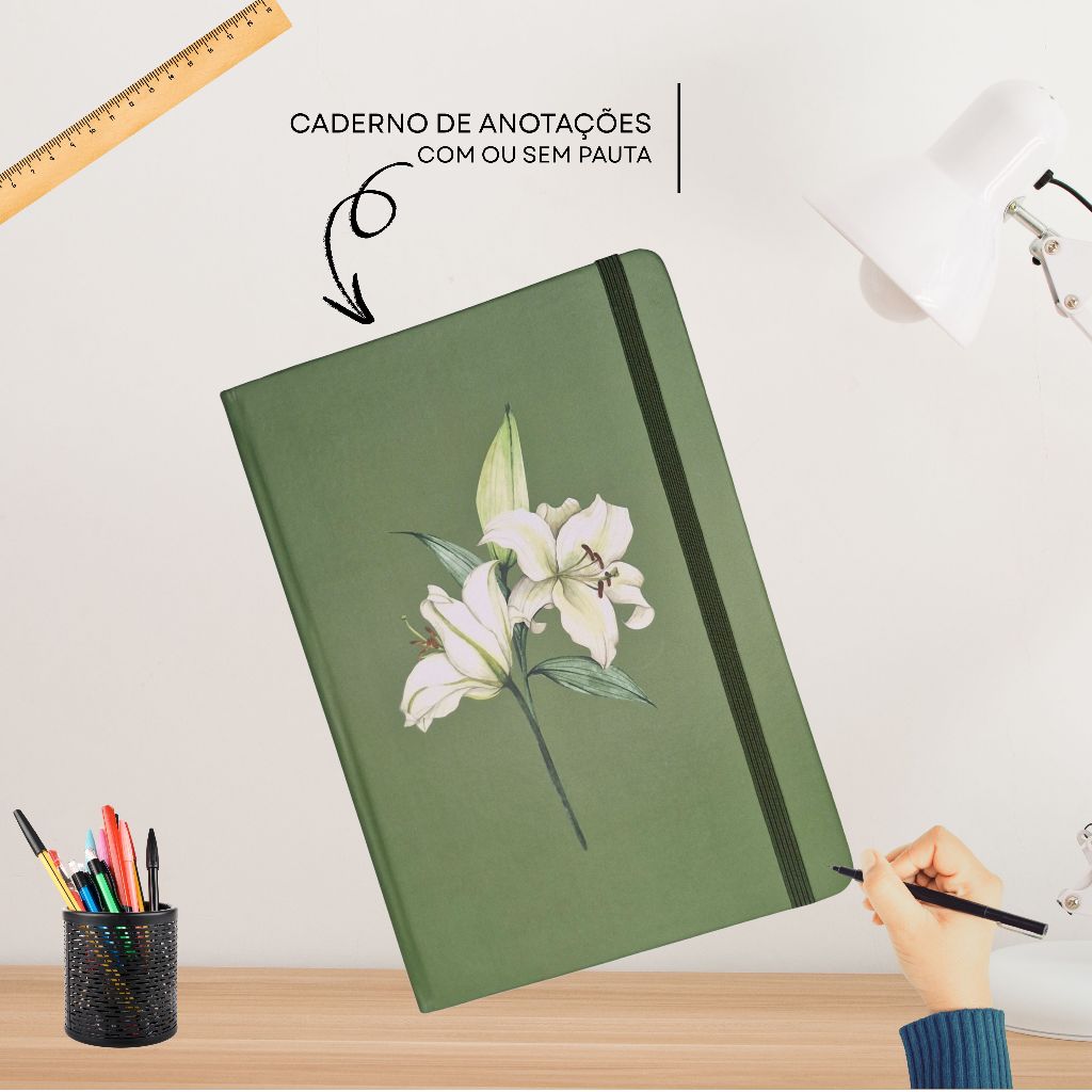 Caderno / Caderneta de Anotações/ Moleskine 14x20 - Lírio em Oferta na Shopee