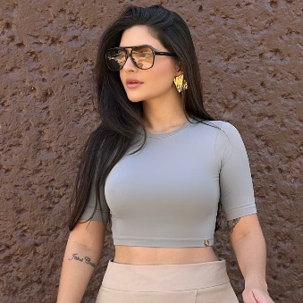 Cropped Feminino Manga Curta Gola Redonda Dia a Dia Básico