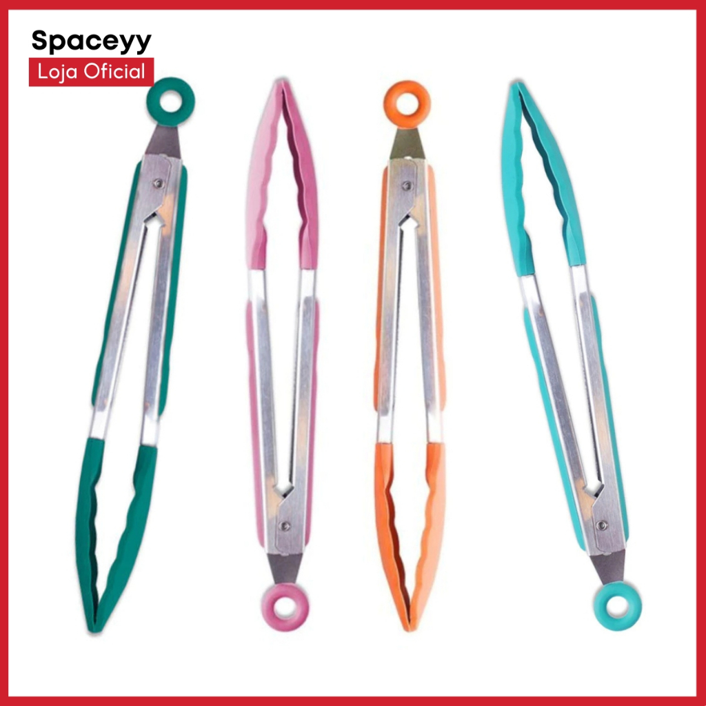 Pegador de Silicone e Inox Com Trava 30cm Para Alimentos Churrasqueira Air Fryer em Oferta na Shopee