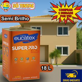 Tinta Acrílica Lavável Super Pró Semi Brilho 18L Eucatex, Interna e Externa, Antimofo, Várias Cores em Oferta na Shopee