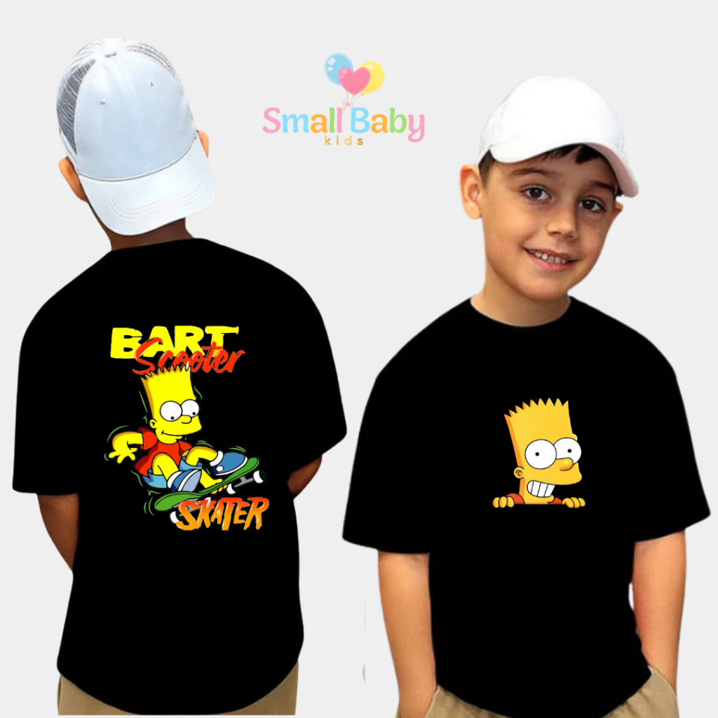 Camiseta Infantil Juvenil e Adulto Unissex Bart Skate Simpsons Personagens Estampado Desenho