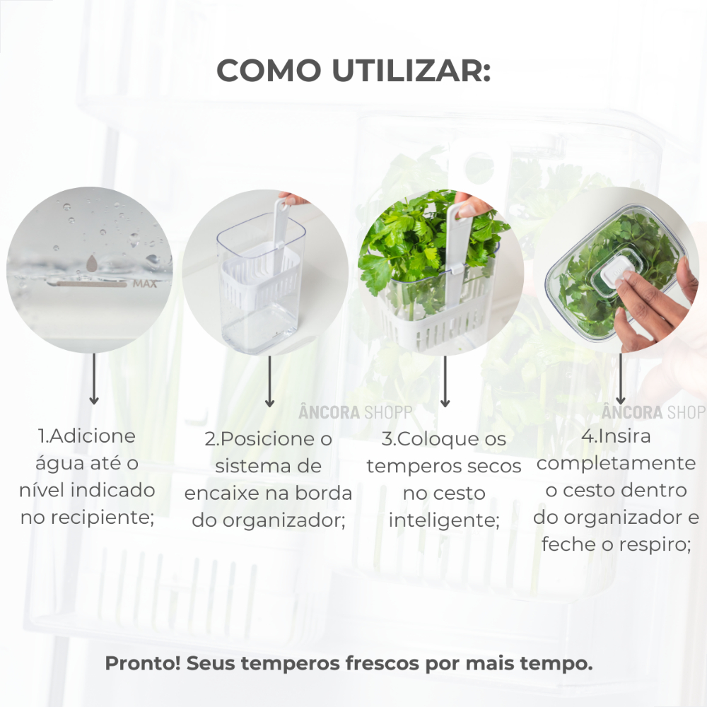 Kit 3 Organizadores de Geladeira com Cesto 2,2L + 2,3 Litros Organizador Porta Tempero Legumes Fruta · foto 2