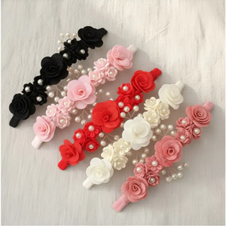 Faixinha de Cabelo para Bebê com Pérolas e Flores Luxuosa e Delicada para Batizados e Eventos em Oferta na Shopee