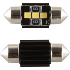 Par Lâmpada Led Torpedo Canbus Branco 31mm, 36mm, 42mm 3 Leds SMD 2835 12V Teto Ou Placa Shocklight