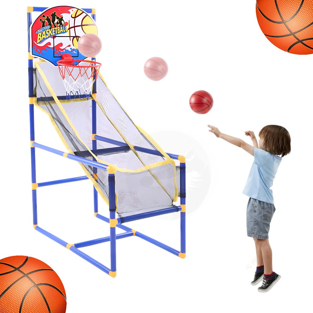 Kit Jogo de Basquete Infantil,  Basquete Interno Com 2 Bolas, Cesta e Bombinha - 99 Toys