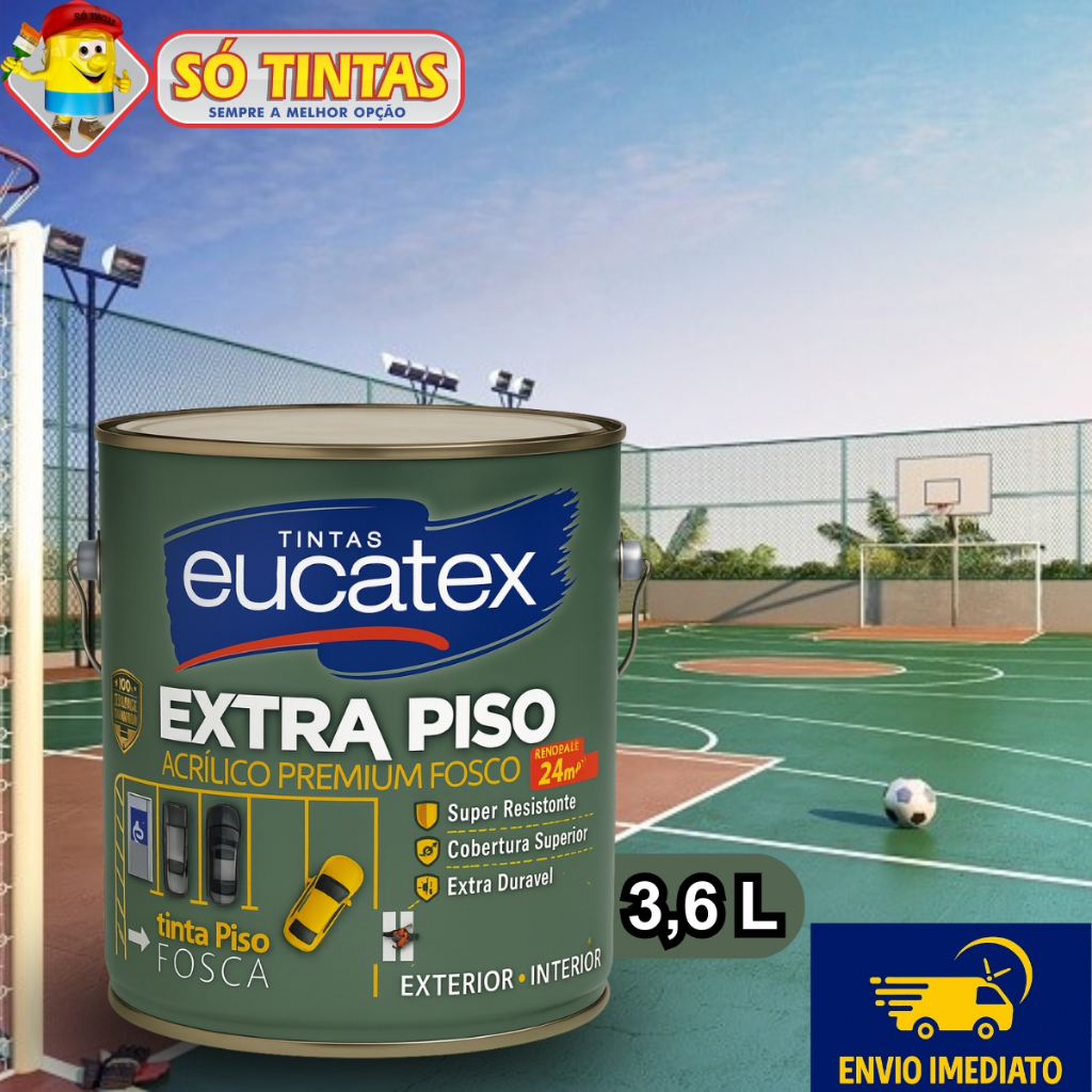Tinta para Piso Eucatex Extra Piso 3,6L, Lavável, Ideal para Piso Externo e Muros em Oferta na Shopee