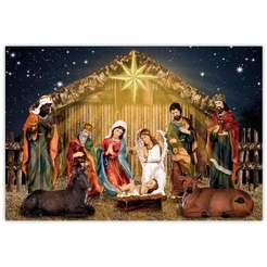 Painel Presépio de Natal Decoração Fundo Fotográfico Natalino Para Fotos Em Tecido Sublimado