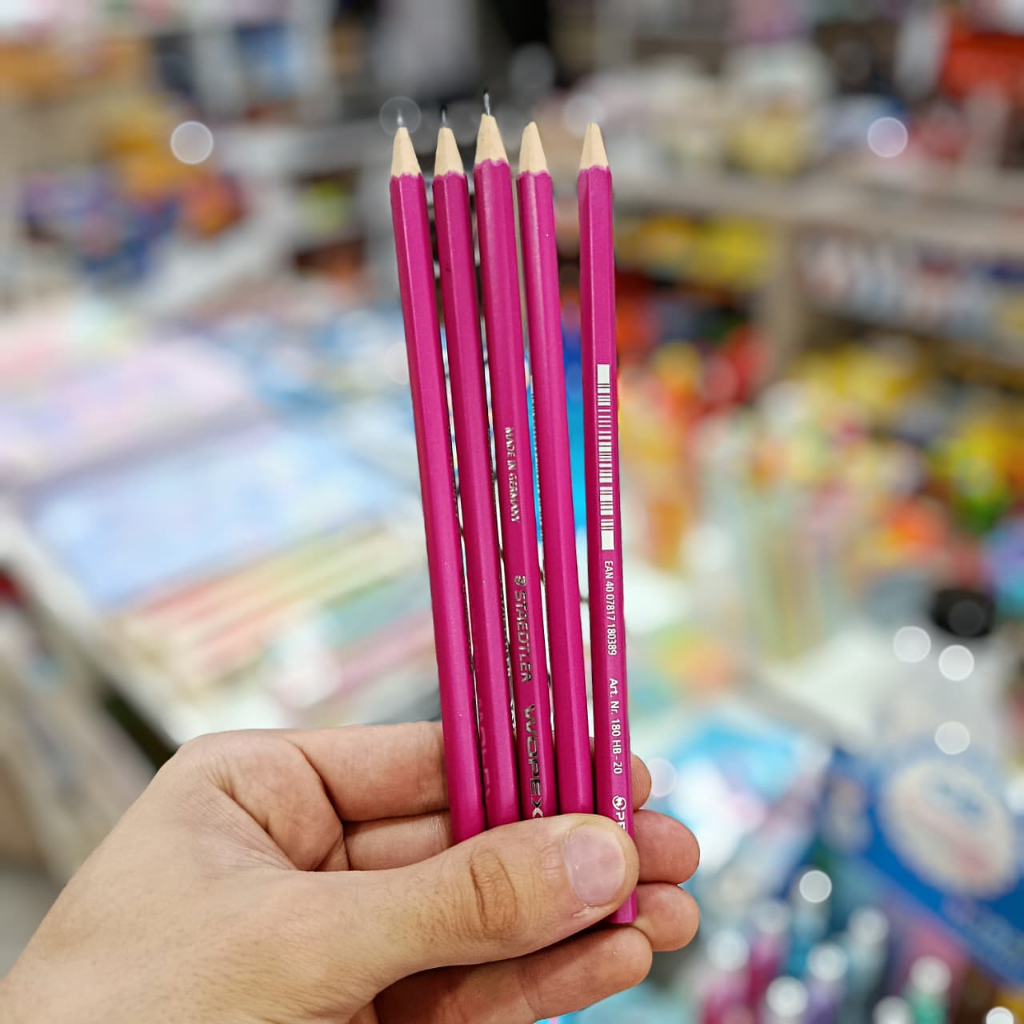 Escolar 5 Lápis De Escrever Premium Grafite Preto STAEDTLER Wopex HB - Grip Emborrachado em Oferta na Shopee