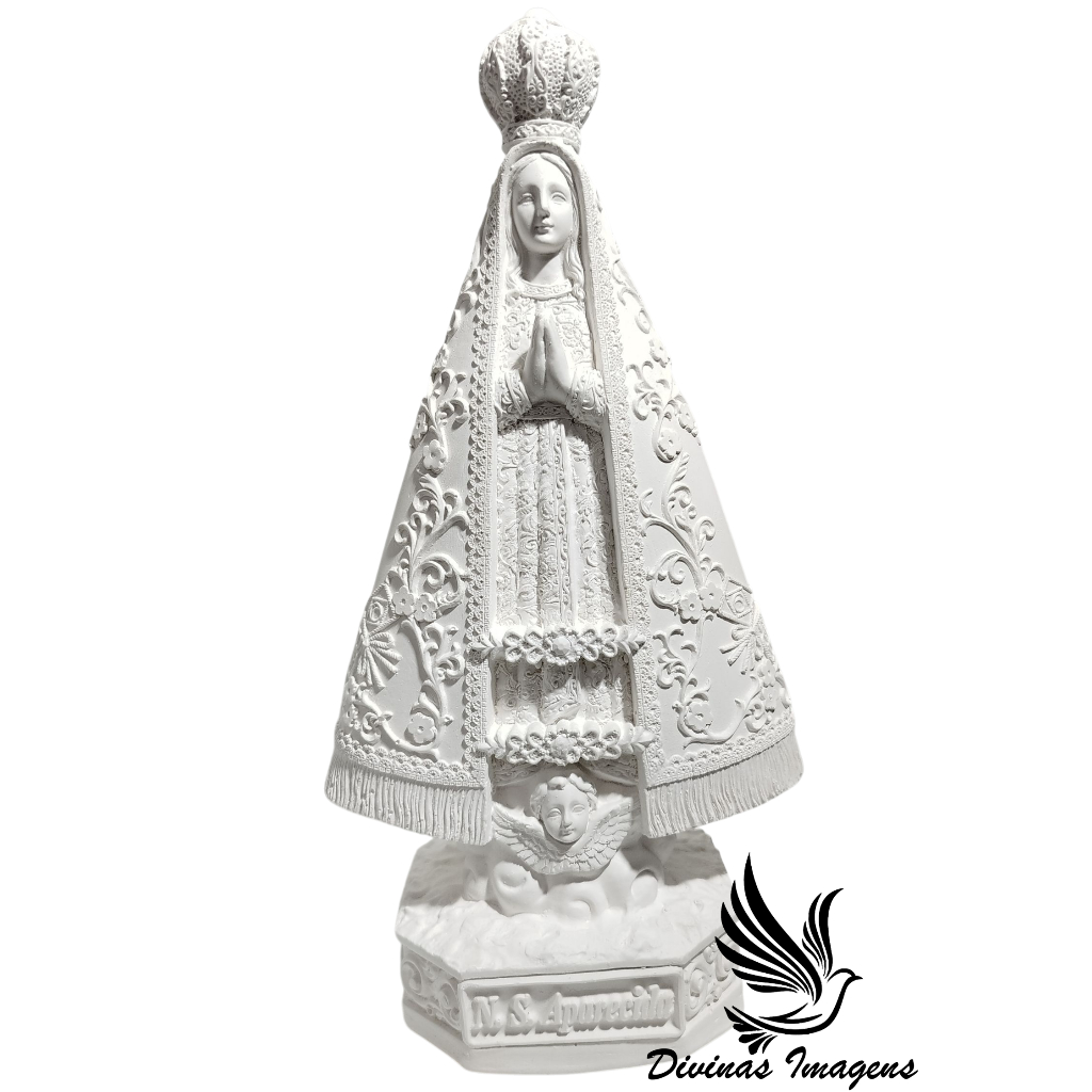 Imagem Nossa Senhora Aparecida Bordada 30cm Gesso Cru Retocado Pintura Personalizada em Oferta na Shopee
