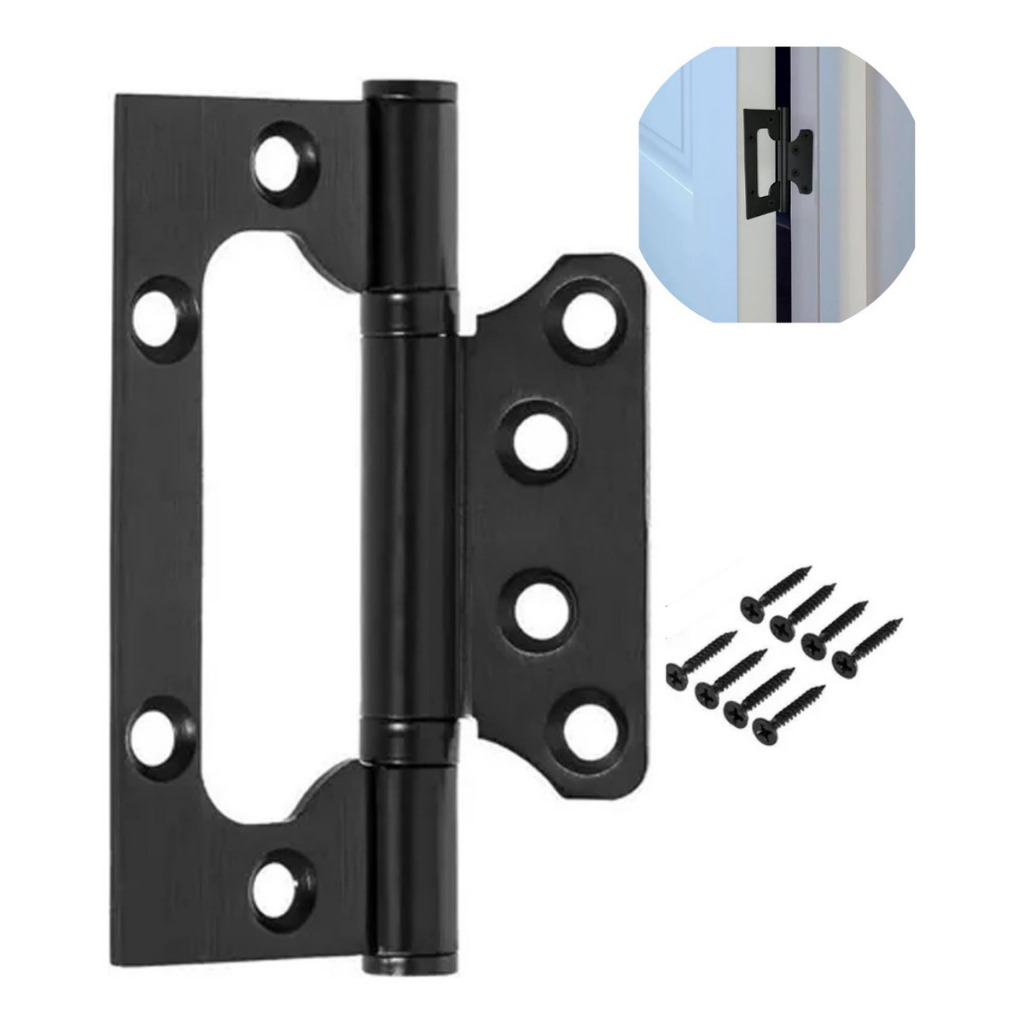 Kit 3 Dobradiças De Porta Sobrepor Sem Recuo Aço Inox 304 Preto 4x3 em Oferta na Shopee