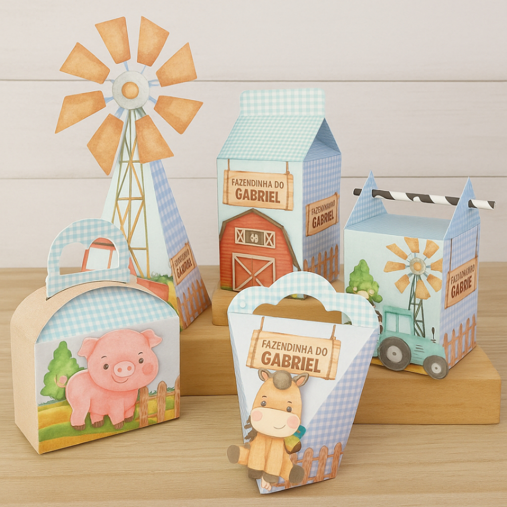 Kit Festa Fazendinha | Caixinhas Personalizadas | Papelaria Fazendinha | Lembrancinha