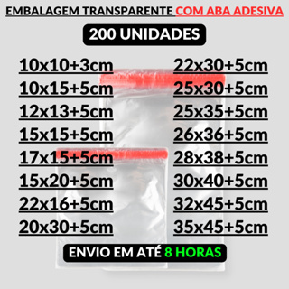 Embalagem PP com Aba Adesiva 200un Saco Plástico Transparente Envelope Polipropileno Abre e Fecha em Oferta na Shopee