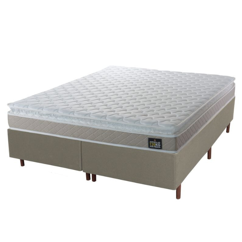 Conjunto Box Queen Size Hellen Premium Espuma D33 Pillow Top 158x198x57cm