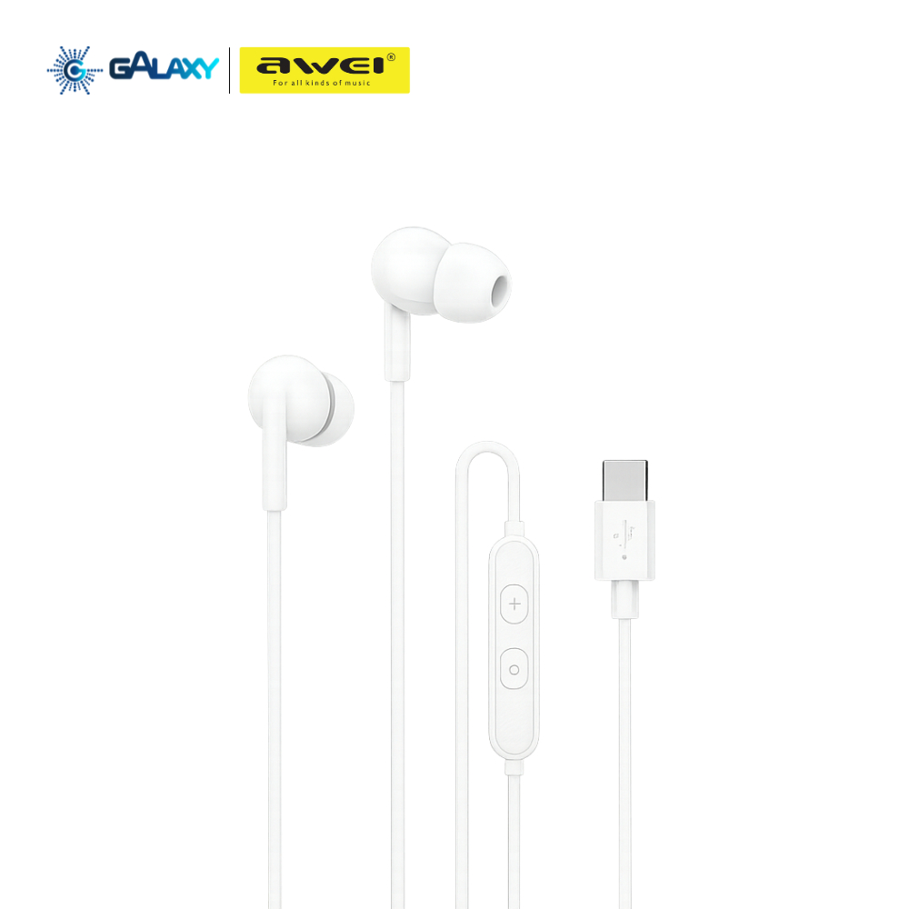 Fone De Ouvido Com Fio Type C Awei Pc-25t Com Borrachinha
