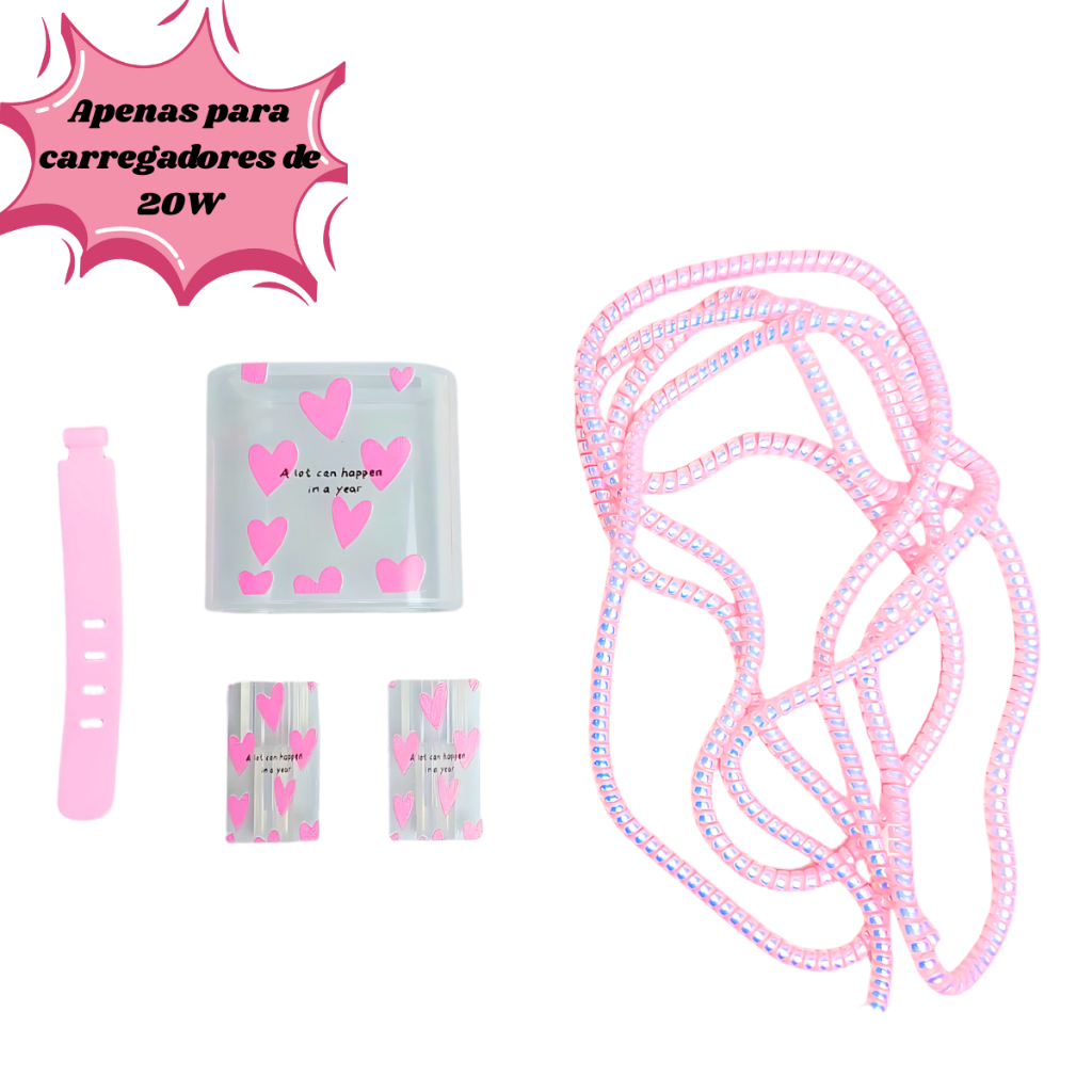 Conjunto Protetor Para Cabo De Carregador Iphone 11 até 17 pro max Capa Protetora Organizadora