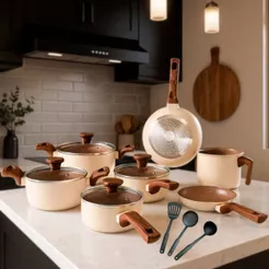Jogo de Panelas Conjunto de Panelas com 10 Pecas Indução Revestimento Cerâmico Cook Mimo Style