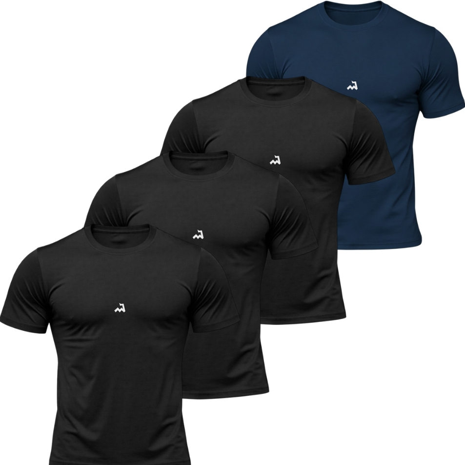 Kit 4 Camiseta Dry Fit Masculina Fitness Academia Corrida Poliester Treino Proteção UV Anti Odor