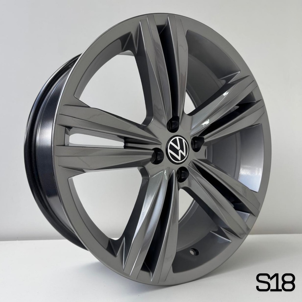 Kit 4 Rodas aro 17 tala 6 Tiguan 4x100 Krmai S18 Grafite brilhante
