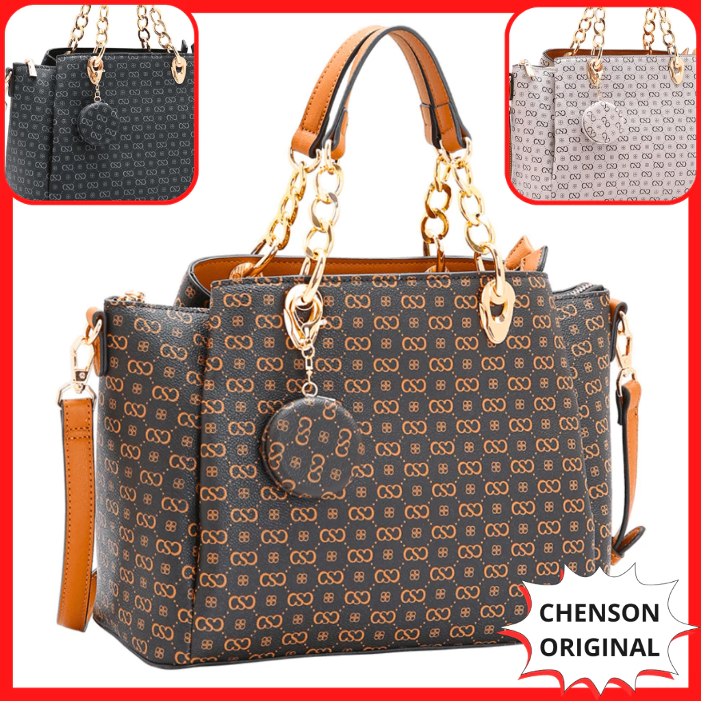 Bolsa Grande de Ombro Lado Transversal Alça Corrente Dourada Chenson Original Luxo Charlotte 3485404