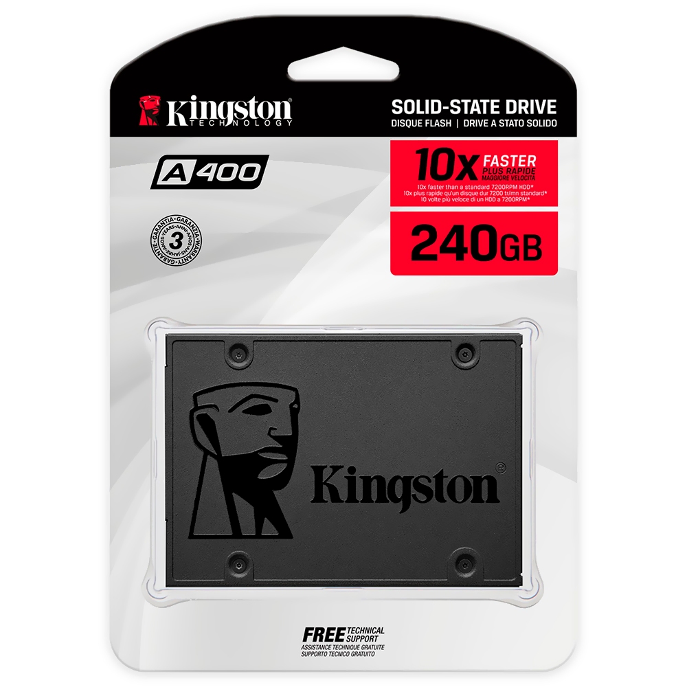 SSD Kingston A400 240GB SATA3 6Gbps Rápido Confiável Leitura 500MBs Gravação 350MBs