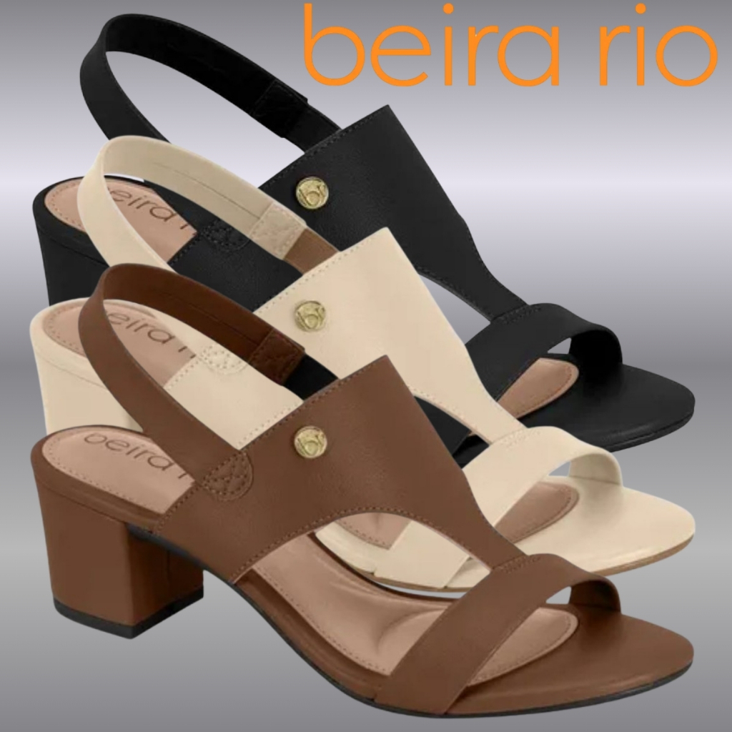 Sandália Feminina Beira Rio Conforto Salto Bloco Tira Elástico | Lançamento! | Original Beira Rio! em Oferta na Shopee