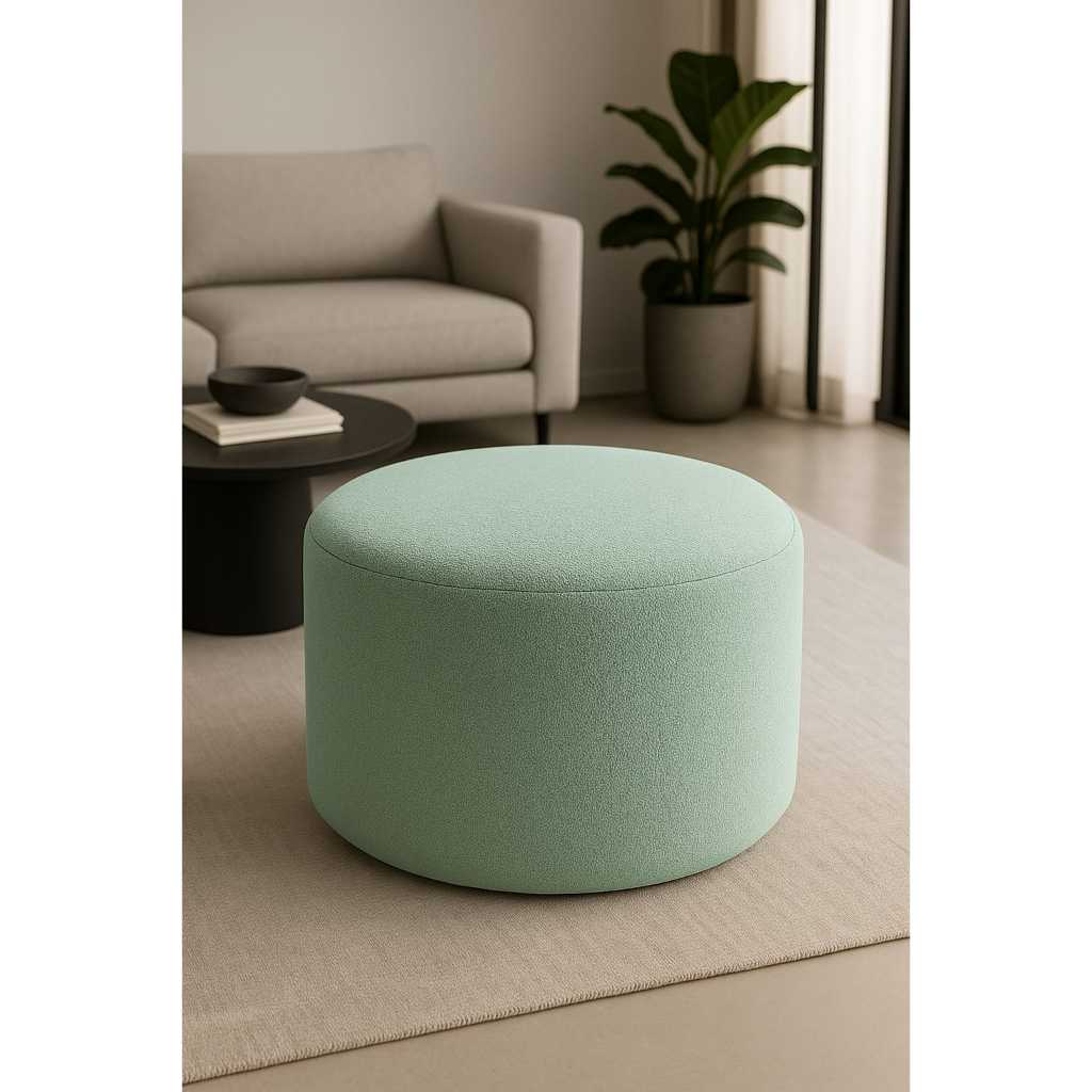 Puff Orgânico Tecido Boucle Para Descanso dos Pés Decorativo Manicure Decoração Visammer