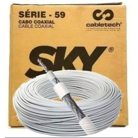 caixa cabo CABLETECH coaxial rg59 100 metros + 10 CONECTORES RG59 em Oferta na Shopee