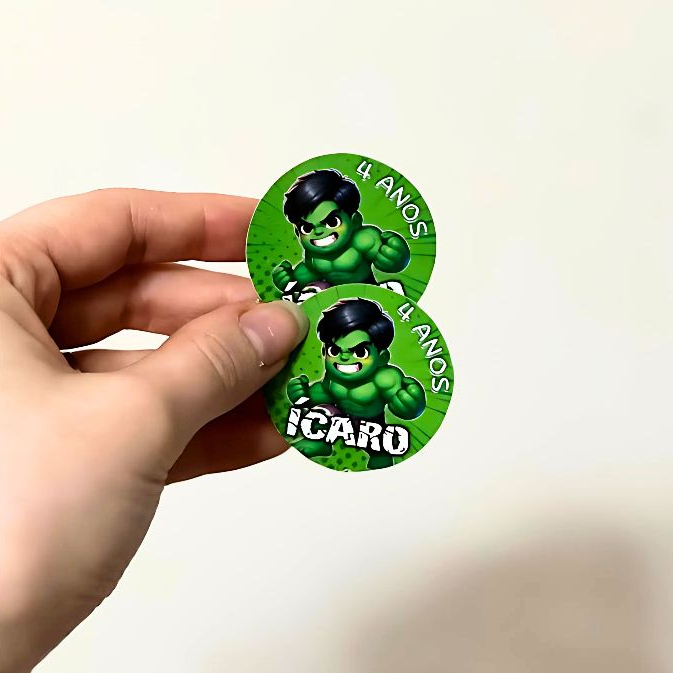 Adesivos Personalizados 4x4cm Hulk Baby | Lembrancinha de Aniversário - Fazemos qualquer tema