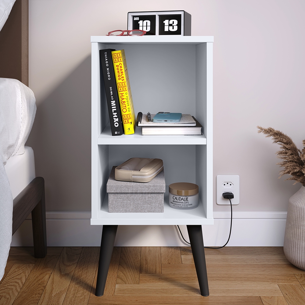 Mesa de Cabeceira com Pés Palito 57cm Criado Mesa Lateral Quarto e Sala Organizador Completo Charme