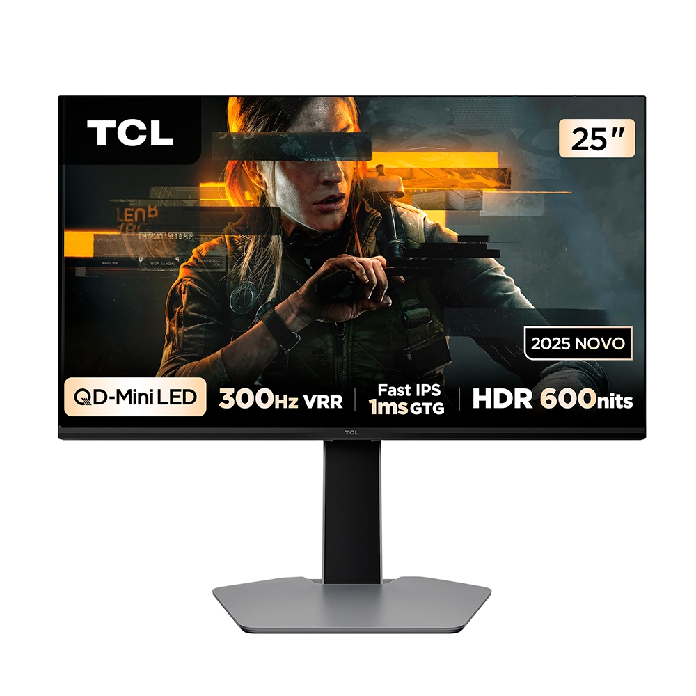 Monitor Gamer TCL 25 Polegadas QLED Mini LED Full HD G64 300Hz 1ms (GtG) Freesync HDR 600 nits 25G64