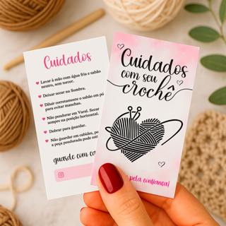 Cartão de cuidados com seu Crochê - tag de cuidados para peças de crochet artesanato Pronta Entrega 5x9cm em Oferta na Shopee