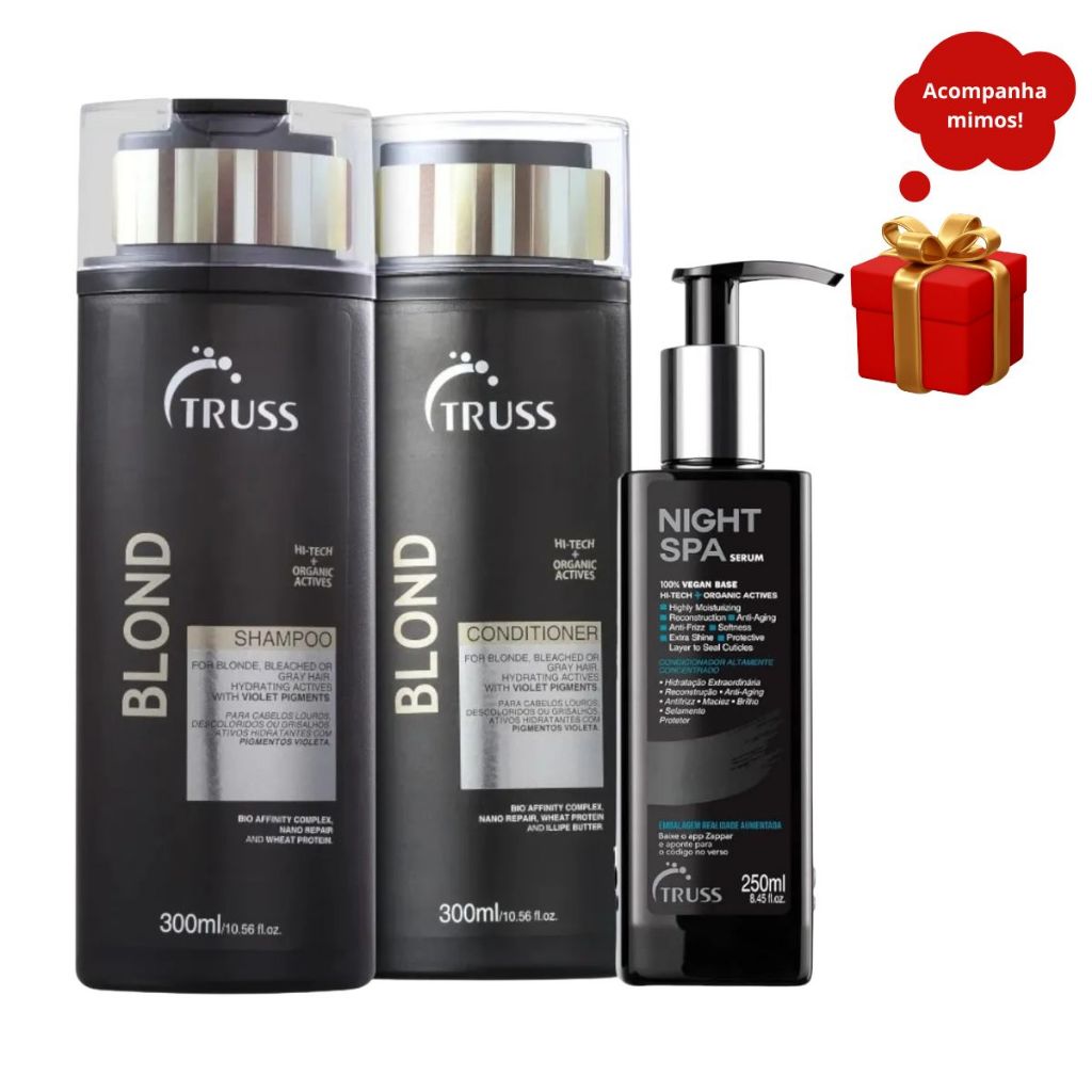 Truss Blond Shampoo e Condicionador 300ml +Night Spa - Sérum 250ml