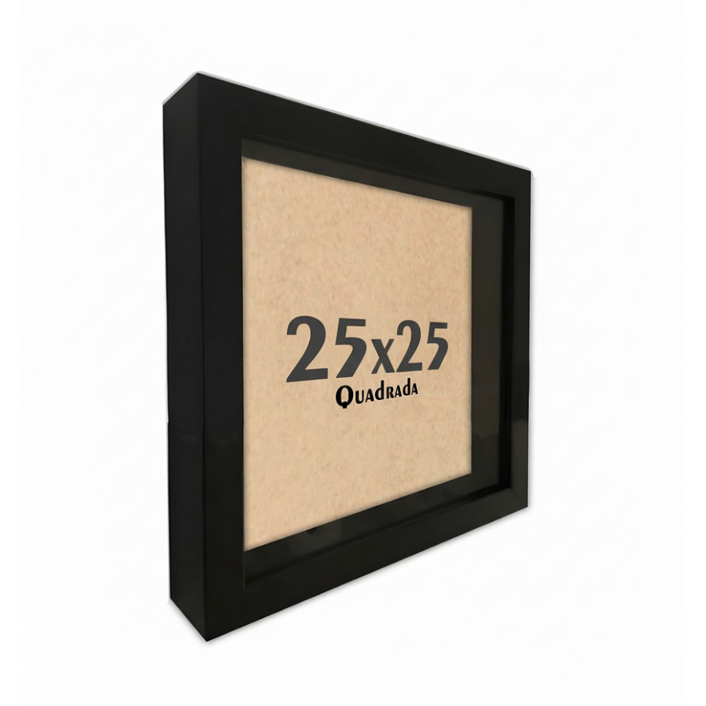 Moldura Quadro Caixa Alta 25x25 cm Espaçamento Interno De 3 cm P/ Quadros Quilling Scrapbook - VIDRO