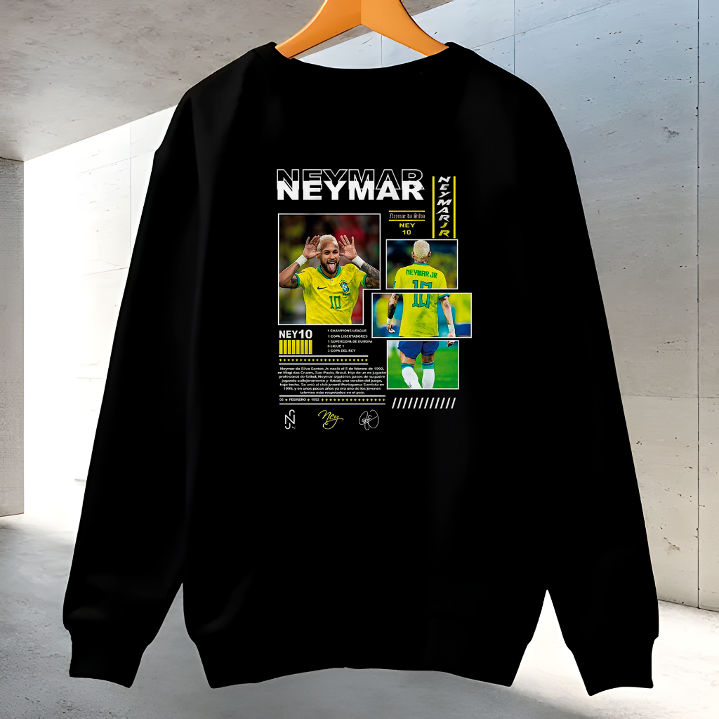 Moletom Gola Redonda Unissex Careca Blusa de Frio Casaco Feminino e Masculino Flanelado Time Futebol Estampado Neymar