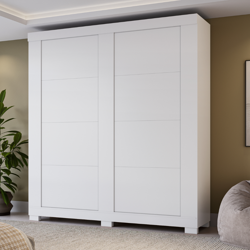 Guarda-Roupa Casal Chile 2 Portas de Correr com 2 Gavetas 100% MDF - Linha Mobília